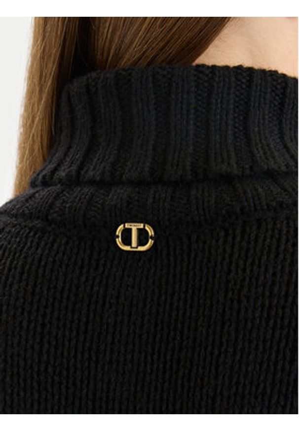 TwinSet - TWINSET Golf 252TT3424 Czarny Relaxed Fit. Typ kołnierza: golf. Kolor: czarny. Materiał: wiskoza