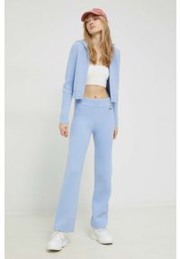 Juicy Couture spodnie dresowe damskie kolor niebieski gładkie. Stan: podwyższony. Kolor: niebieski. Materiał: dresówka. Wzór: gładki #2