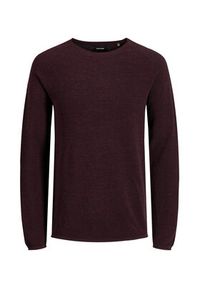 Jack & Jones - Jack&Jones Sweter 12157321 Bordowy Regular Fit. Kolor: czerwony. Materiał: bawełna #7