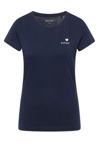 Mustang T-Shirt Loa 1016509 Granatowy Slim Fit. Kolor: niebieski. Materiał: bawełna