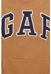 GAP bluza bawełniana męska kolor brązowy z kapturem z aplikacją. Typ kołnierza: kaptur. Kolor: brązowy. Materiał: bawełna. Wzór: aplikacja #5
