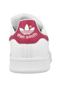 Adidas - Buty adidas Originals Stan Smith Jr B32703 białe. Okazja: na co dzień. Zapięcie: pasek. Kolor: biały. Szerokość cholewki: normalna. Wzór: kropki, paski. Materiał: skóra, syntetyk, materiał. Sezon: lato. Model: Adidas Stan Smith. Sport: tenis