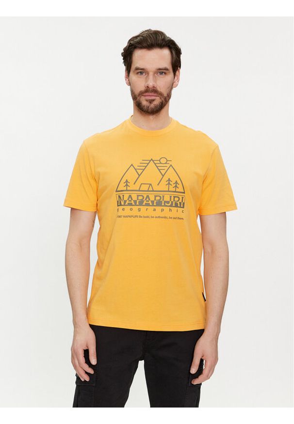 Napapijri T-Shirt S-Faber NP0A4HQE Żółty Regular Fit. Kolor: żółty. Materiał: bawełna