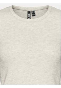 Pieces T-Shirt May 17154483 Szary Slim Fit. Kolor: szary. Materiał: bawełna