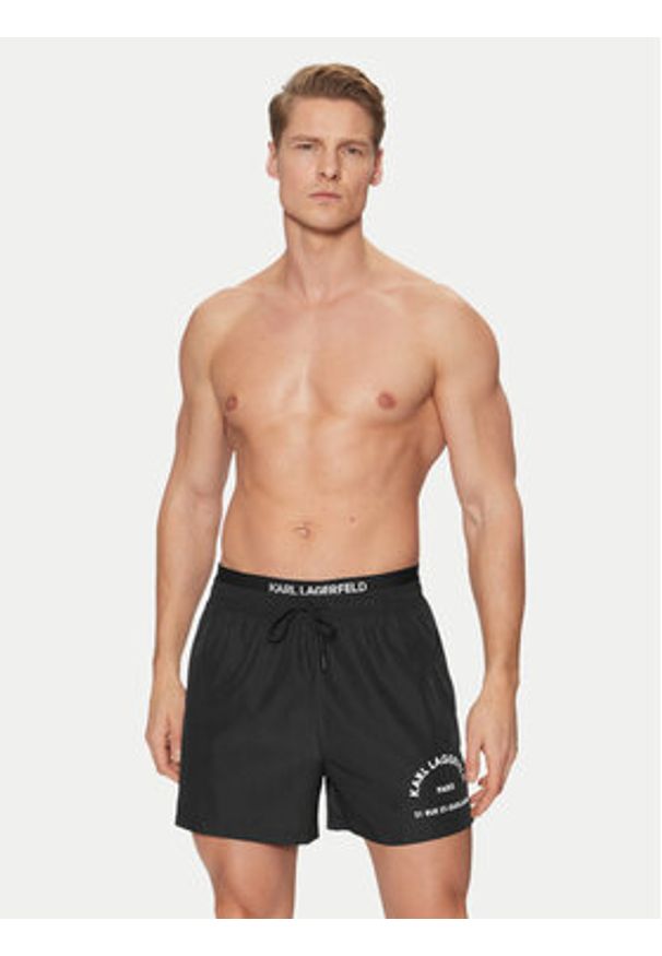 Karl Lagerfeld - KARL LAGERFELD Szorty kąpielowe A1M46054 Czarny Regular Fit. Kolor: czarny. Materiał: syntetyk