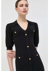 Silvian Heach sukienka kolor czarny mini dopasowana. Kolor: czarny. Długość rękawa: krótki rękaw. Typ sukienki: dopasowane. Długość: mini #5