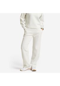 Decathlon - Spodnie dresowe damskie Gym & Pilates. Kolor: biały. Materiał: poliester, lyocell, elastan, materiał. Sport: joga i pilates #1