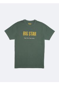 Big-Star - Koszulka męska o klasycznym kroju zielona Bruno 300. Okazja: na co dzień. Kolor: zielony. Materiał: bawełna. Wzór: nadruk. Styl: klasyczny