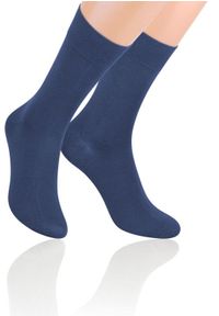 Steven - Jeansowe Eleganckie Garniturowe Skarpetki Męskie -STEVEN- Bawełniane, Jednokolorowe, Niebieskie. Kolor: niebieski. Materiał: jeans, elastan, poliamid, bawełna #1