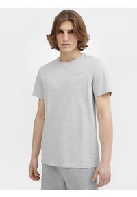 4f - T-shirt regular gładki męski. Kolor: szary. Materiał: dzianina, wiskoza. Wzór: gładki