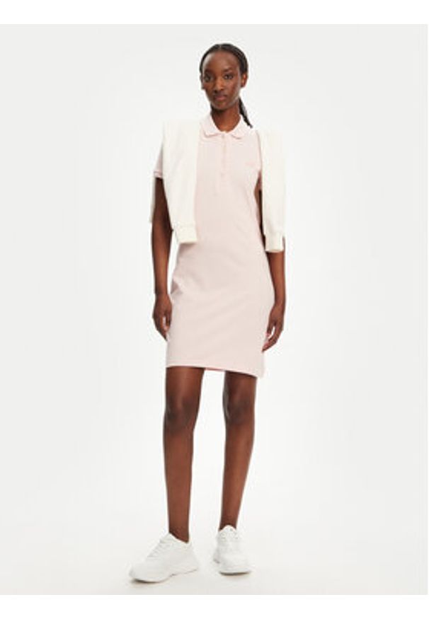 Lacoste Sukienka codzienna EF5473 Różowy Slim Fit. Okazja: na co dzień. Kolor: różowy. Materiał: bawełna. Typ sukienki: proste. Styl: casual