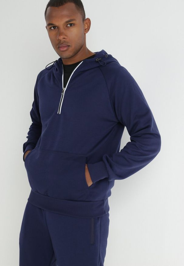 Born2be - Granatowy 2-Częściowy Komplet Dresowy Iasalus. Okazja: na co dzień. Kolor: niebieski. Materiał: dresówka. Długość: długie. Styl: casual, elegancki