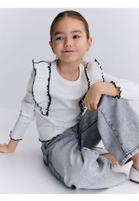 Reserved - Koszulka z falbanką - złamana biel. Materiał: bawełna #1