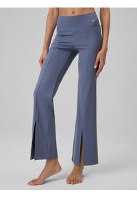 4f - 4F Spodnie do jogi z rozszerzanymi nogawkami damskie - niebieskie XL. Stan: podwyższony. Kolor: niebieski. Materiał: skóra, materiał. Długość: długie. Sport: joga i pilates #2
