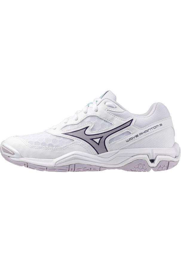 Damskie buty halowe Mizuno Wave Phantom. Kolor: niebieski, biały, wielokolorowy. Model: Mizuno Wave. Sport: piłka ręczna