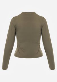 Born2be - Ciemnobeżowa Gładka Bluzka z Długim Rękawem z Bawełną Moaneta. Okazja: na co dzień. Kolor: beżowy. Materiał: bawełna. Długość rękawa: długi rękaw. Długość: długie. Wzór: gładki. Styl: casual, elegancki, klasyczny #5