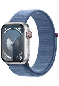 APPLE - Smartwatch Apple Watch 9 GPS+Cellular 45mm aluminium Srebrny | Zimowy Błękit opaska sportowa. Rodzaj zegarka: smartwatch. Kolor: srebrny. Materiał: materiał. Styl: sportowy