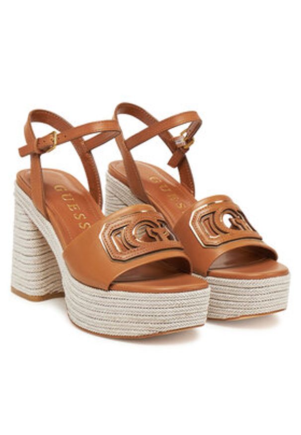 Guess Espadryle FLJFML LEA03 Brązowy. Kolor: brązowy. Materiał: skóra