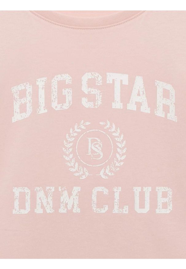 Big-Star - Koszulka dziewczęca z nadrukiem różowa Minka 600. Okazja: na co dzień, na uczelnię. Kolor: różowy. Materiał: dzianina, tkanina, bawełna, skóra, jeans. Długość: krótkie. Wzór: nadruk. Styl: casual, klasyczny, młodzieżowy