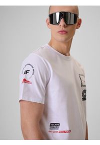 4f - 4F T-shirt regular z nadrukiem męski - biały S. Okazja: na co dzień. Kolor: biały. Materiał: dzianina, materiał, bawełna. Wzór: nadruk. Styl: casual, klasyczny #2