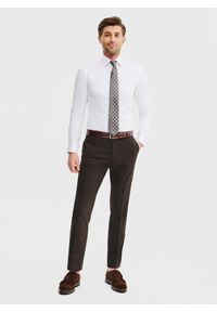 Pako Lorente - PAKO LORENTE – Brązowe spodnie garniturowe. Kolor: brązowy. Materiał: wełna, poliester. Wzór: gładki. Styl: elegancki #5