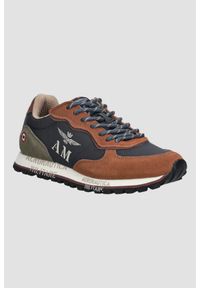 Aeronautica Militare - AERONAUTICA MILITARE Sneakersy męskie granatowo-brązowe zamszowe, Rozmiar 44. Okazja: na co dzień. Kolor: niebieski. Materiał: zamsz #1