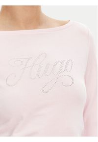 Hugo - HUGO Bluzka 50537227 Różowy Slim Fit. Kolor: różowy. Materiał: bawełna #4