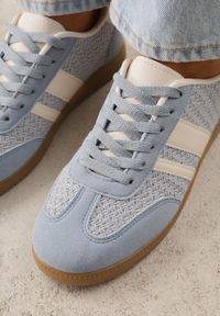 Renee - Niebieskie Sneakersy w Stylu Klasycznych Tenisówek z Cholewką z Plecionką Doriarissa. Nosek buta: okrągły. Zapięcie: sznurówki. Kolor: niebieski. Materiał: skóra, materiał. Szerokość cholewki: normalna. Obcas: na obcasie. Wysokość obcasa: niski #6