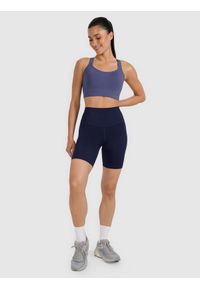 4f - 4F Biustonosz treningowy z wysokim wsparciem - granatowy S. Kolor: niebieski. Materiał: guma, elastan, materiał, włókno, syntetyk. Wzór: gładki, ze splotem. Sport: bieganie, fitness #2