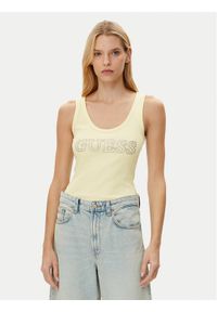 Guess Top W5GP29 KA0H1 Żółty Regular Fit. Kolor: żółty. Materiał: bawełna