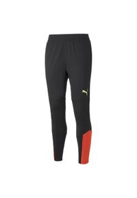 Spodnie Puma Individualfinal Training Pants, Mężczyźni. Kolor: czarny, pomarańczowy, wielokolorowy. Materiał: poliester, materiał. Sport: piłka nożna