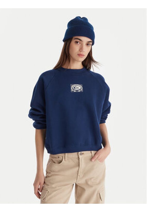 Quiksilver Bluza Graphic Crew EQWFT03198 Granatowy Regular Fit. Kolor: niebieski. Materiał: bawełna