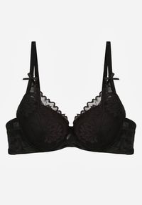 Renee - Czarny Biustonosz Zdobiony Koronką i Kokardami Morgavia. Kolor: czarny. Materiał: koronka. Wzór: koronka, aplikacja #7