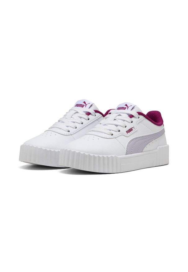 Puma - Dziecięce sneakersy Carina 3.0 PUMA White Lilac Crush Purple. Okazja: na uczelnię. Kolor: fioletowy, biały, wielokolorowy. Materiał: syntetyk, tkanina. Sport: joga i pilates