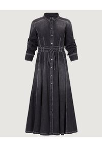 Marella - MARELLA - Denimowa sukienka midi Tonaca. Okazja: na co dzień. Kolor: czarny. Materiał: denim, bawełna. Typ sukienki: koszulowe, rozkloszowane. Styl: casual. Długość: midi #3