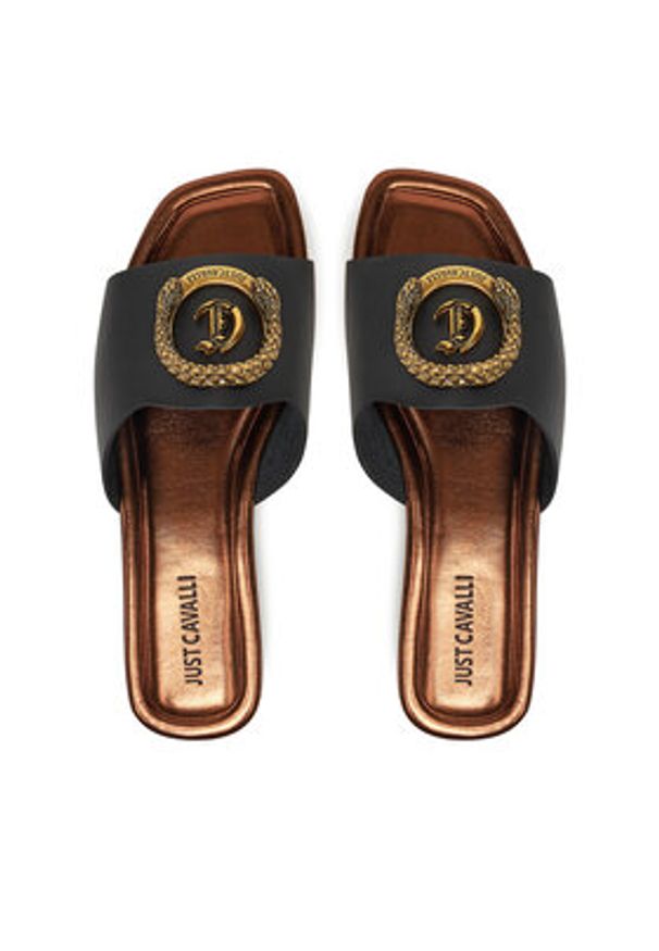 Just Cavalli Klapki 78RA3S92 ZPB20 Czarny. Kolor: czarny. Materiał: skóra