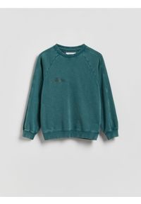 Reserved - Bluza oversize z efektem sprania - morski. Kolor: morski. Materiał: dzianina, bawełna #1