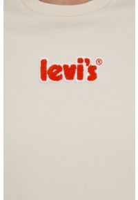 Levi's® - Levi's T-shirt bawełniany kolor kremowy. Okazja: na co dzień, na spotkanie biznesowe. Kolor: beżowy. Materiał: bawełna. Wzór: aplikacja. Styl: biznesowy, casual