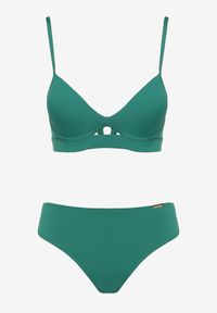 Renee - Zielone 2-Częściowe Bikini Stanik z Ozdobnym Wycięciem i Majtki Figi Curbia. Kolor: zielony