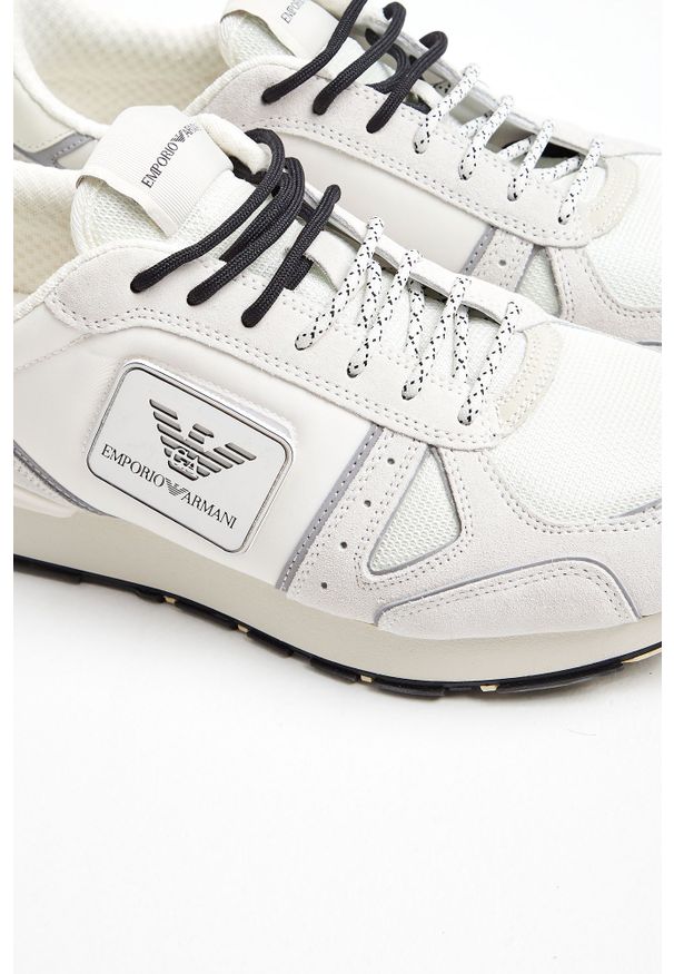 Emporio Armani - SNEAKERSY EMPORIO ARMANI. Materiał: materiał, skóra, guma, zamsz. Wzór: aplikacja