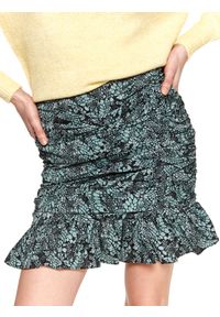 TOP SECRET - Krótka spódnica we wzory, z marszczeniami i falbaną. Stan: podwyższony. Kolor: czarny. Materiał: tkanina. Długość: krótkie. Sezon: wiosna #2