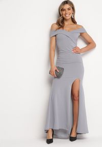 Born2be - Szara Sukienka Maxi na Szerokich Ramiączkach Joconda. Kolor: szary. Długość rękawa: na ramiączkach. Typ sukienki: rozkloszowane. Długość: maxi #1