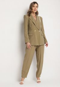 Born2be - Zielona Casualowa Marynarka z Modalu Dwurzędowa Mavorine. Okazja: na co dzień. Kolor: zielony. Materiał: materiał. Sezon: lato, wiosna. Styl: casual #7