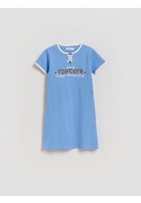 Reserved - Prążkowana sukienka - niebieski. Kolor: niebieski. Materiał: prążkowany. Typ sukienki: proste #1