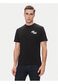 Karl Lagerfeld - KARL LAGERFELD T-Shirt A2M17040 Czarny Regular Fit. Typ kołnierza: dekolt w karo. Kolor: czarny. Materiał: syntetyk