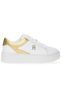 TOMMY HILFIGER - Buty damskie Tommy Hilfiger Platform Court FW0FW08073-0K6 - białe. Zapięcie: sznurówki. Kolor: biały. Materiał: guma, skóra. Szerokość cholewki: normalna. Wzór: gładki. Obcas: na platformie #1