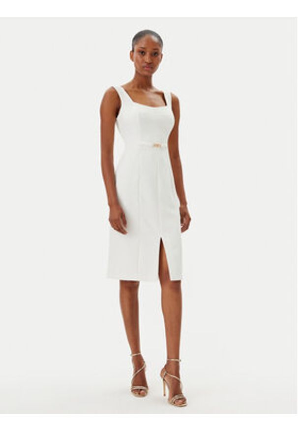 Fracomina Sukienka koktajlowa FR25SD2001W42901 Écru Slim Fit. Materiał: syntetyk. Styl: wizytowy