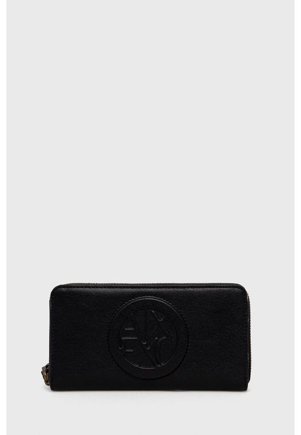 Armani Exchange Portfel 948068.CC717 damski kolor czarny. Kolor: czarny. Materiał: materiał. Wzór: gładki