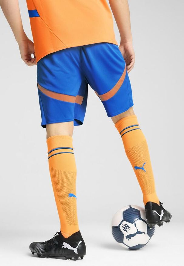 Puma - Męskie szorty Olympique Marsylia 24/25 PUMA Racing Blue Fluro Orange Pes. Kolor: pomarańczowy, niebieski, żółty, wielokolorowy