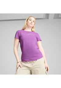 Puma - Damska koszulka PUMA SPORT z grafiką PUMA Wild Berry Purple. Kolor: fioletowy. Materiał: guma. Wzór: nadruk. Sport: fitness